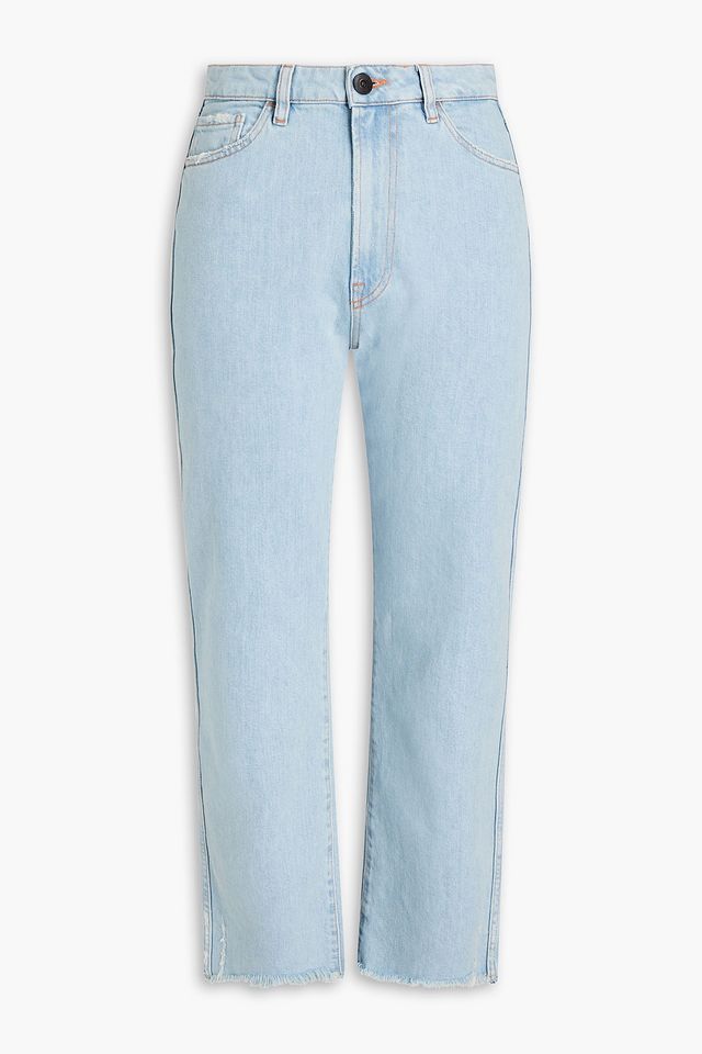 Emma frayed faded high-rise kick-flare jeans