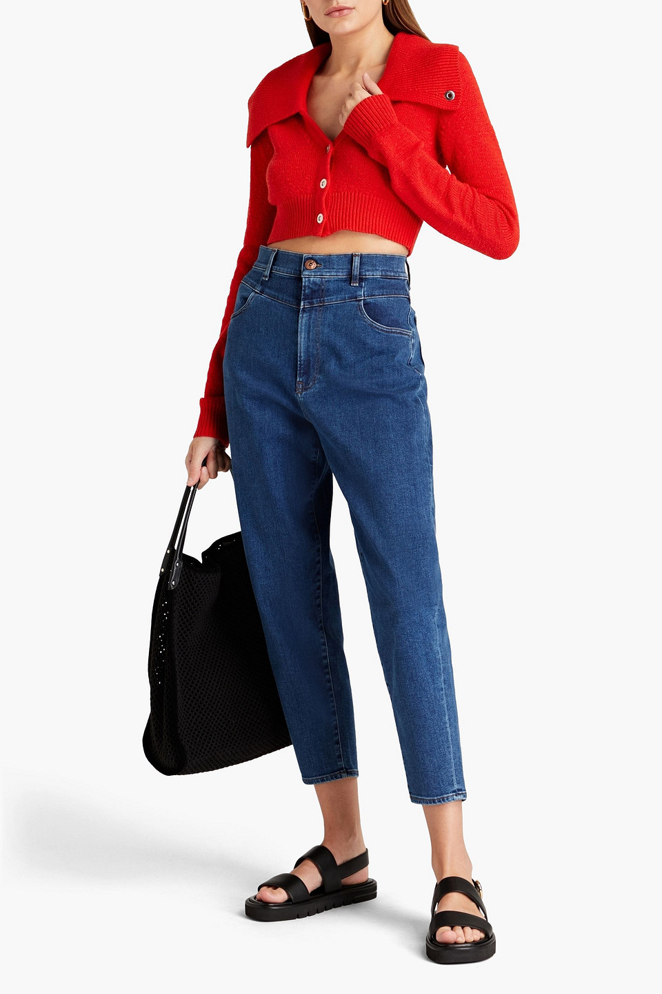 3x1 80's Nic Cropped High-rise Tapered Jeans In Blue