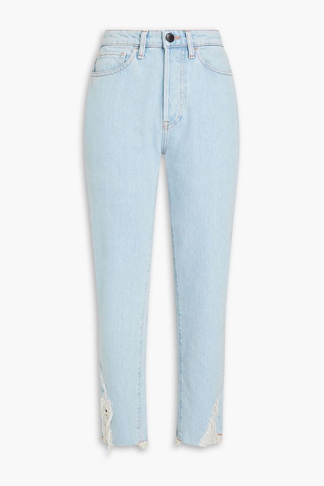 Higher ground cropped frayed mid-rise boyfriend jeans