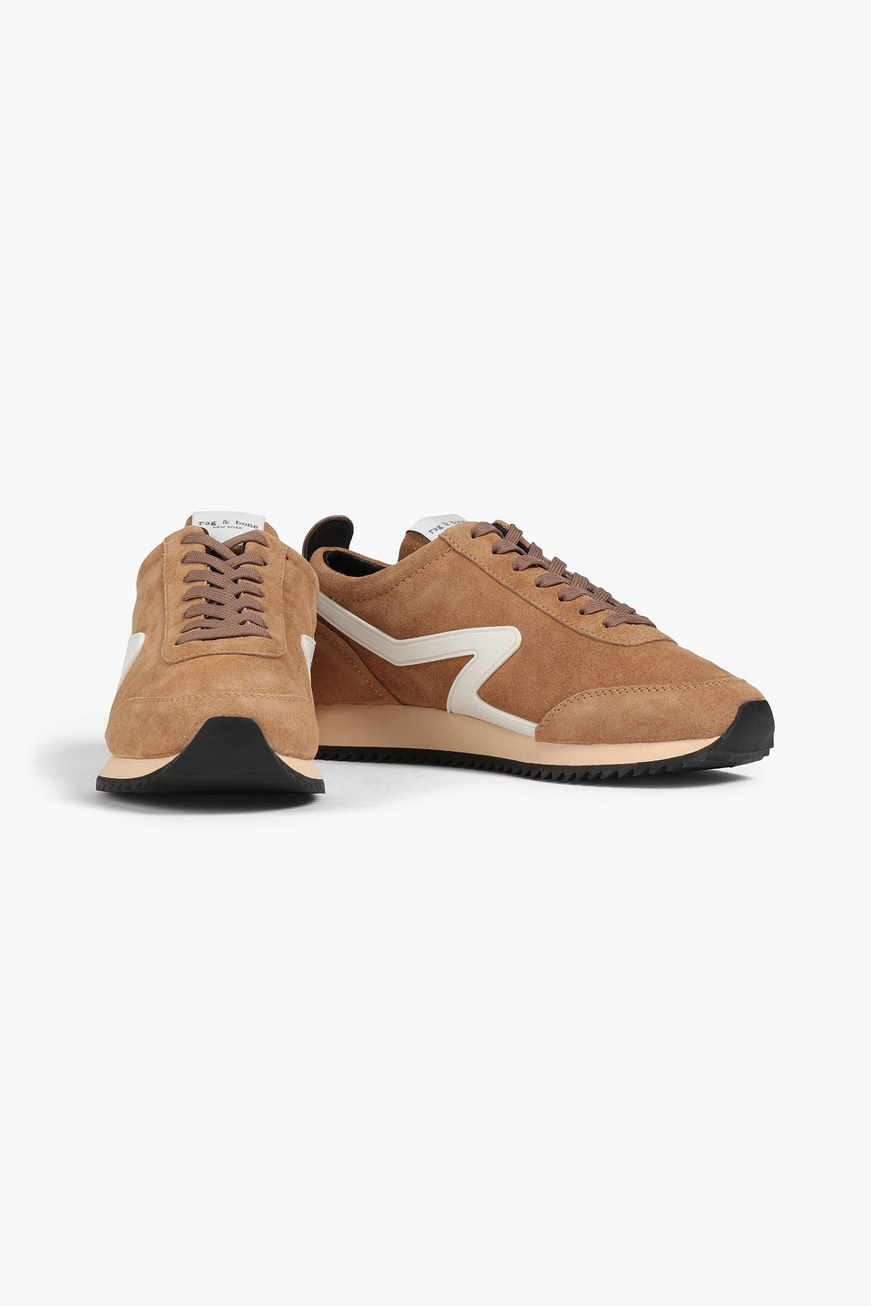 Rag & Bone Man Retro Runner Rubber-trimmed Suede Trainers In Brown