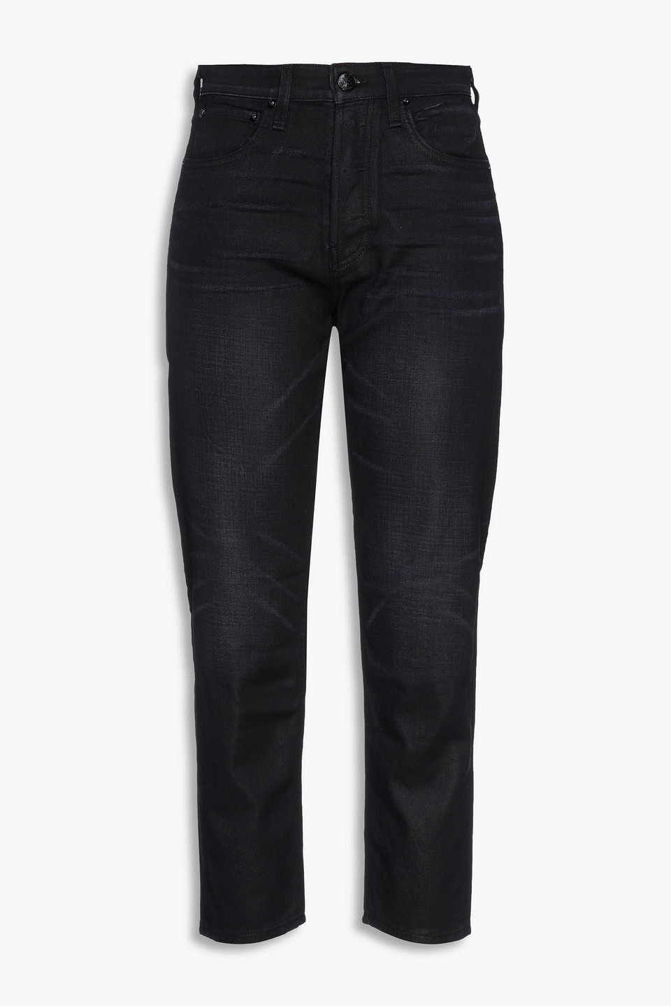 Maya cropped waxed high-rise slim-leg jeans