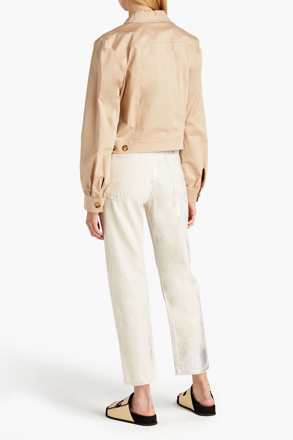 RAG & BONE Maya 메탈릭 하이라이즈 슬림 레그 크롭 진