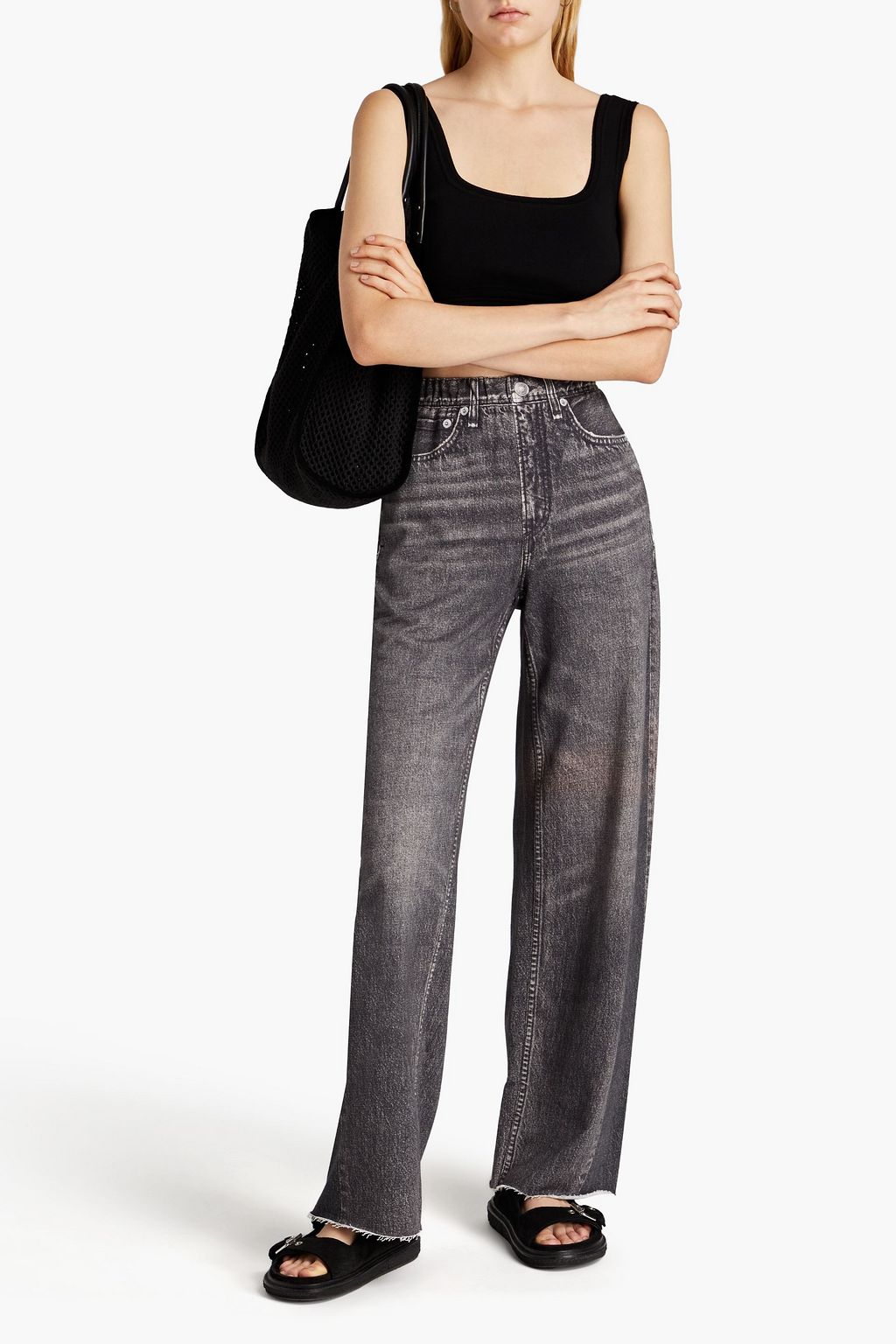 RAG & BONE Miramar printed French cotton-terry wide-leg pants