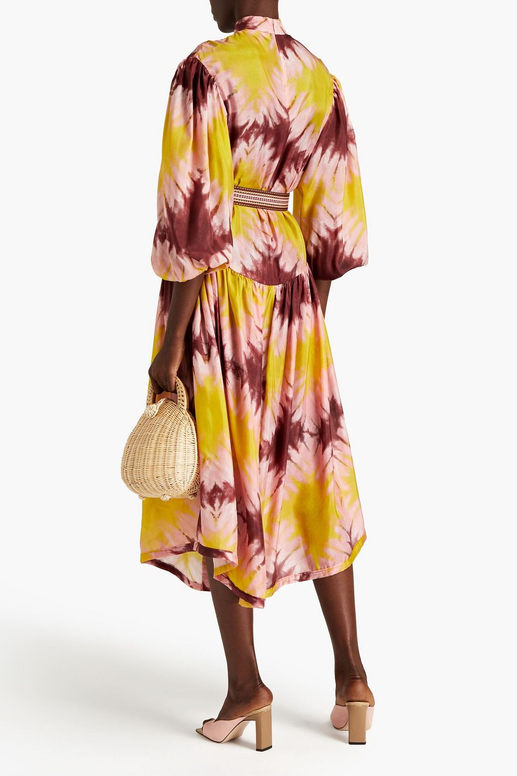 ZIMMERMANN Shelly gathered tie-dyed silk-voile midi dress