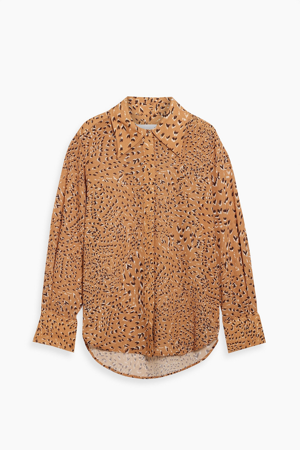 simkhai - abbie printed crepe shirt - brown - m