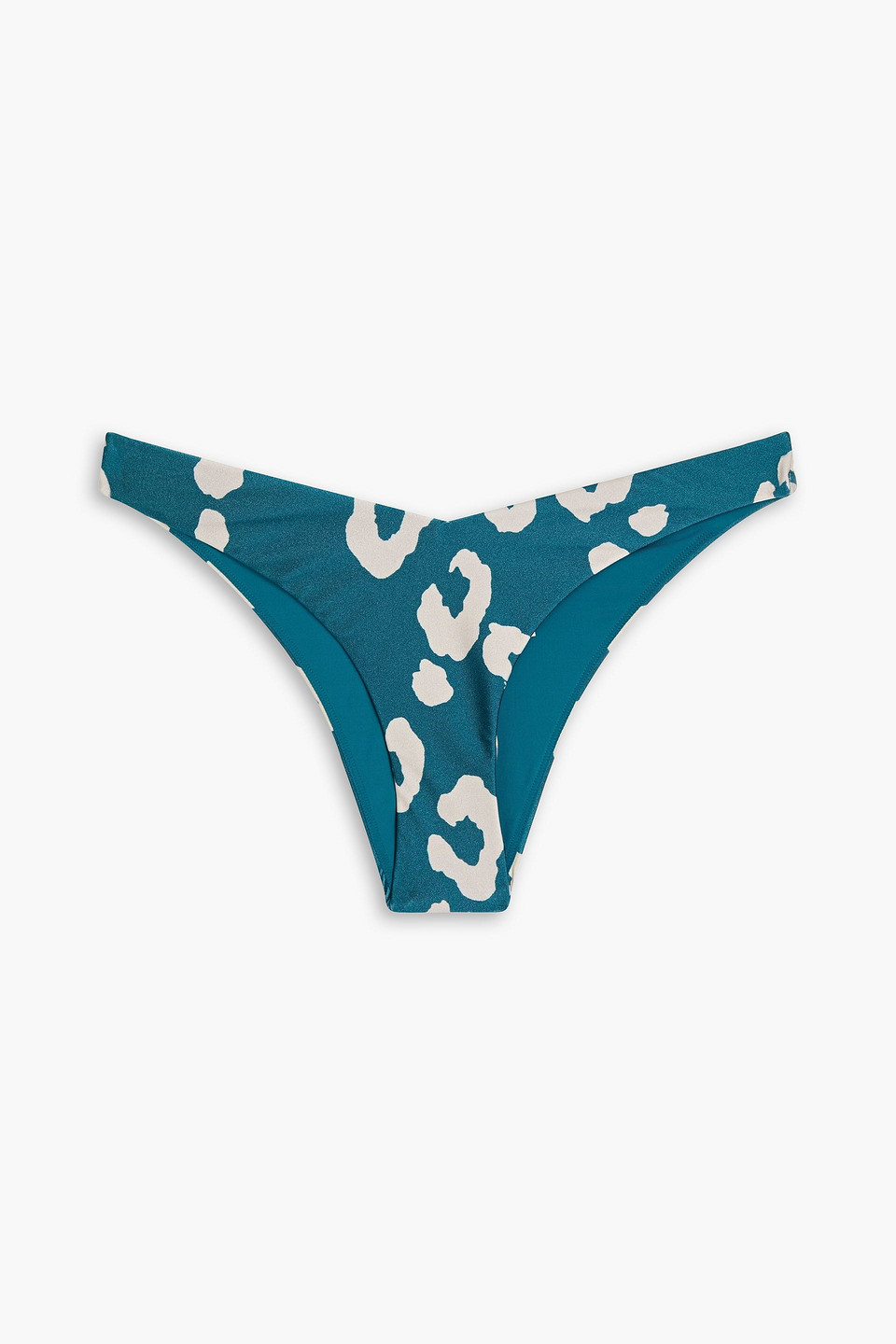 Zimmermann Shelly Leopard-print Mid-rise Bikini Briefs In Teal