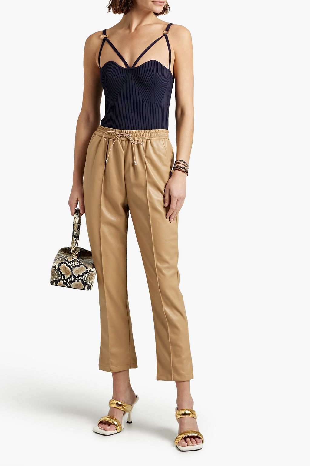 faux leather straight leg pants zara