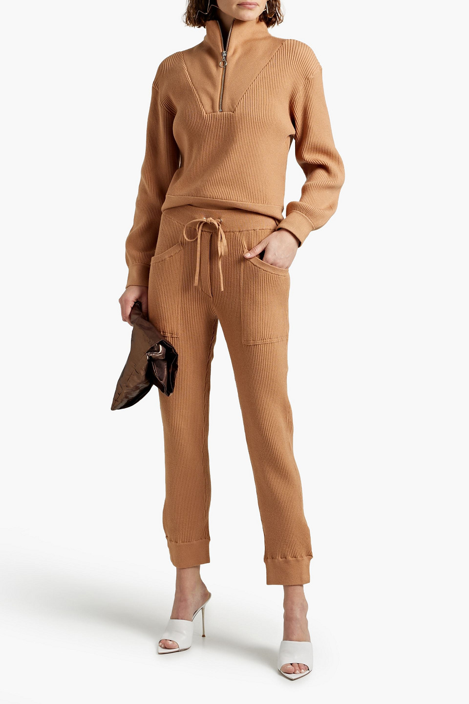Simkhai Nina Camel Ribbed Knitted Sweatpants In Camel