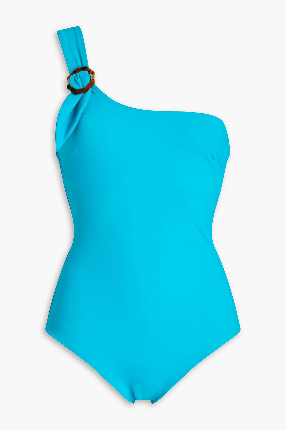 Zimmermann One-shoulder Buckled Swimsuit In Turquoise