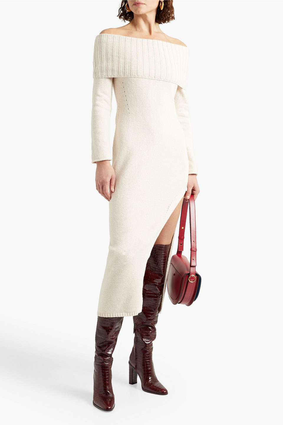 NICHOLAS JENAI OFF-THE-SHOULDER COTTON-BLEND MIDI DRESS,3074457345631585345