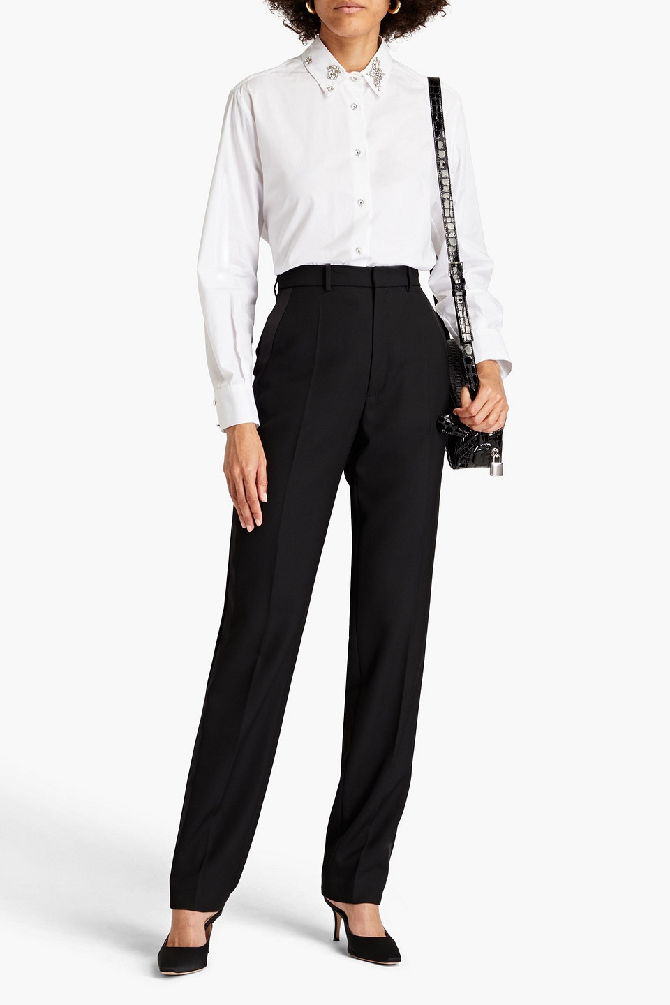 Piazza Sempione Crystal-embellished Cotton-poplin Shirt