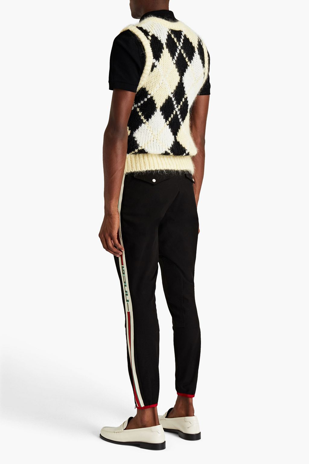 GUCCI Jacquard-trimmed cotton-blend gabardine chinos