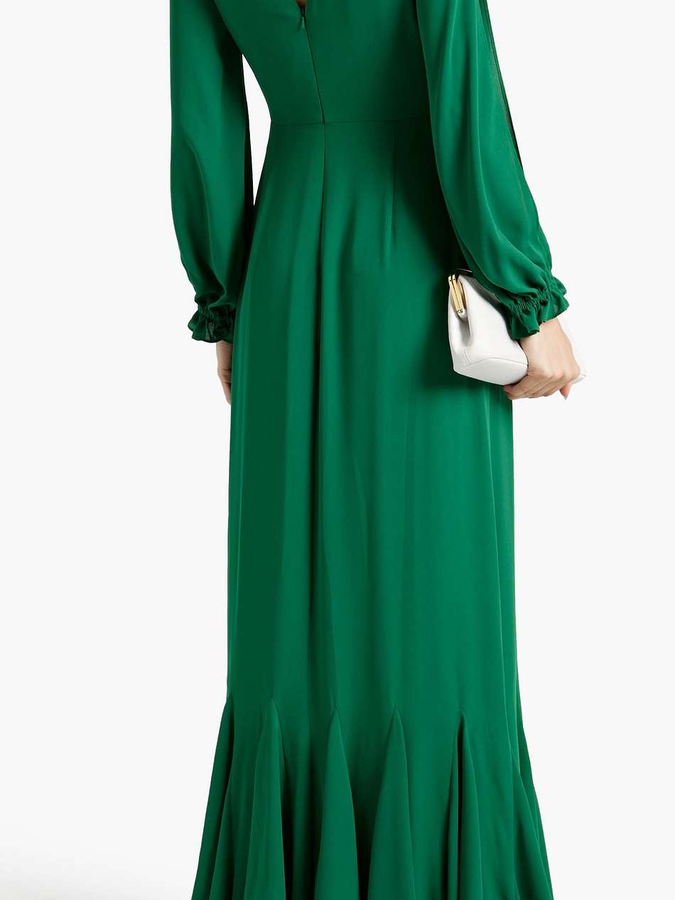 ruffle-trimmed gathered crepe gown
