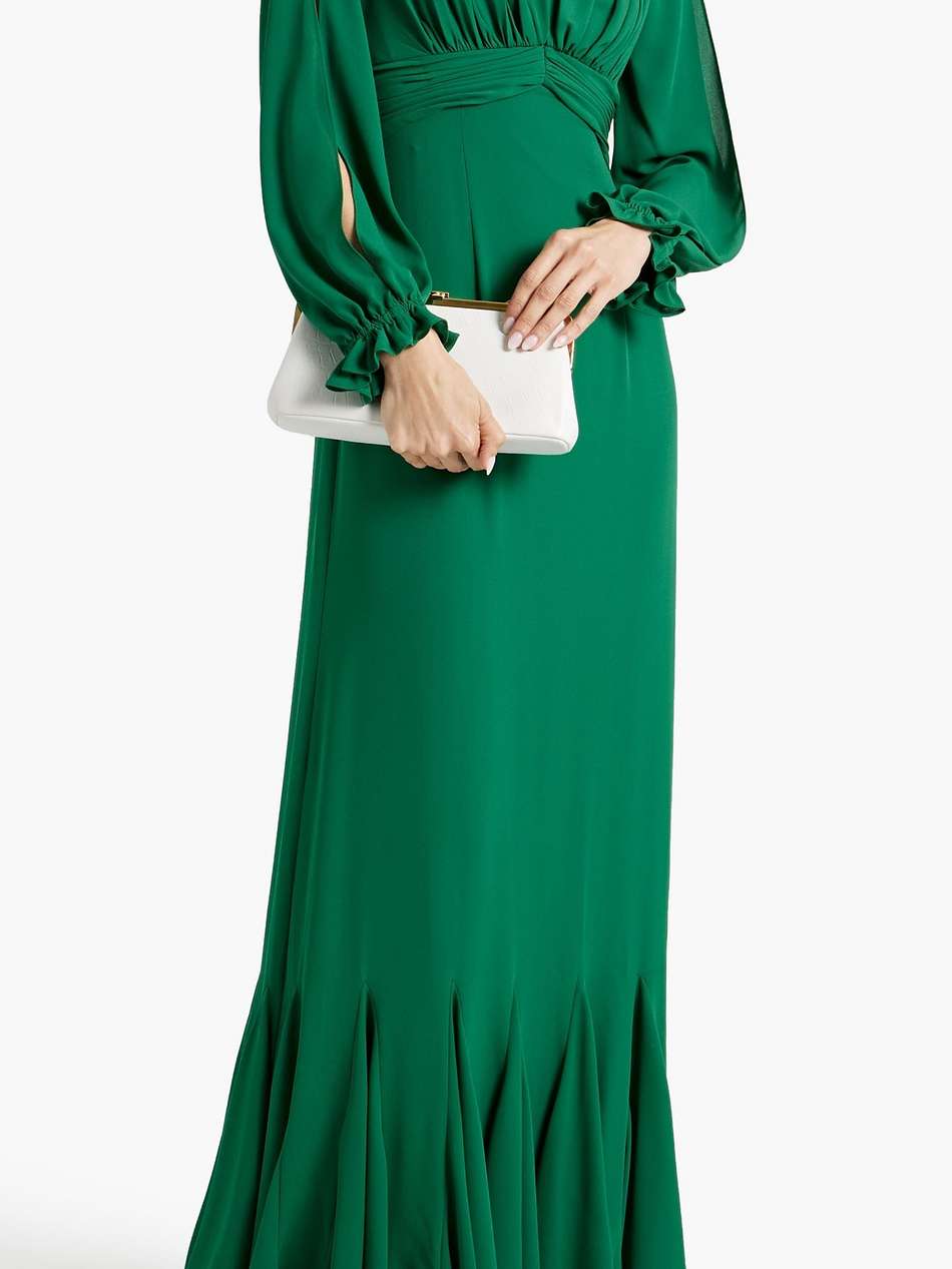 ruffle-trimmed gathered crepe gown