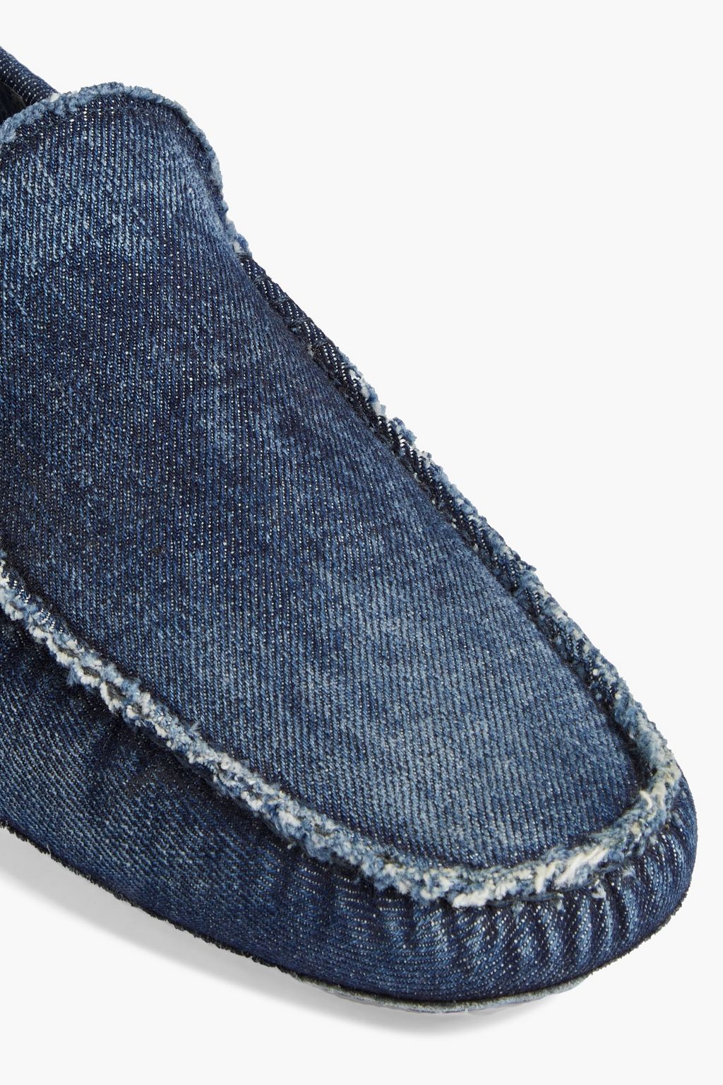 TOD'S Distressed denim driving shoes