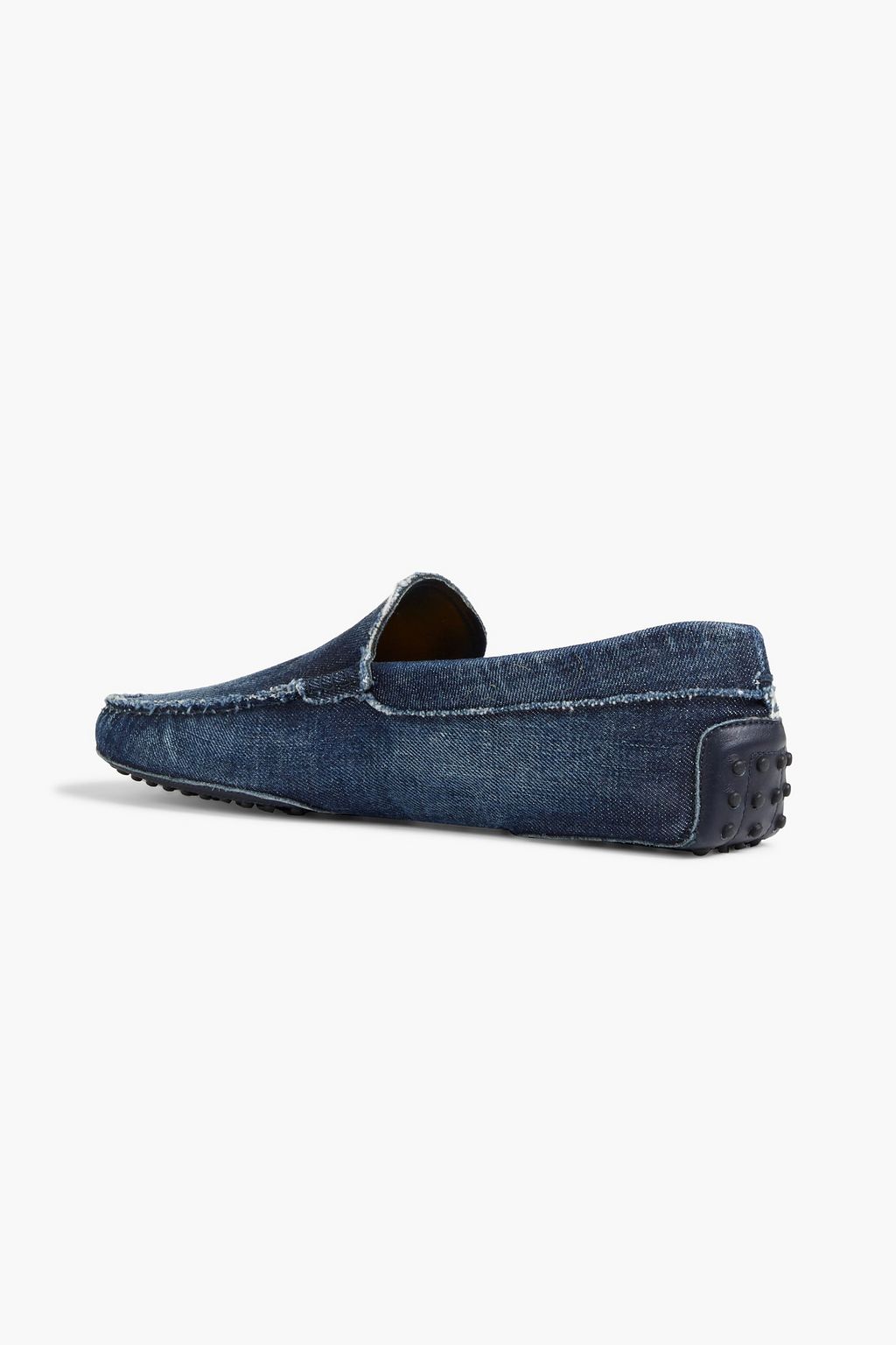 TOD'S Distressed denim driving shoes