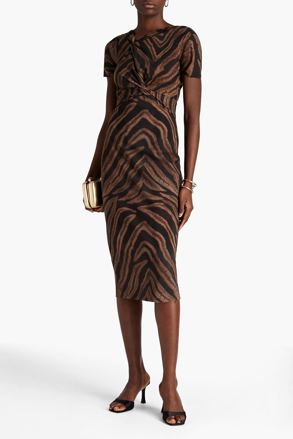  Chiara Boni La Petite Robe - Cahetel Midikleid Aus Scuba Mit Twist-detail Und Print - Animal-print - It 38 