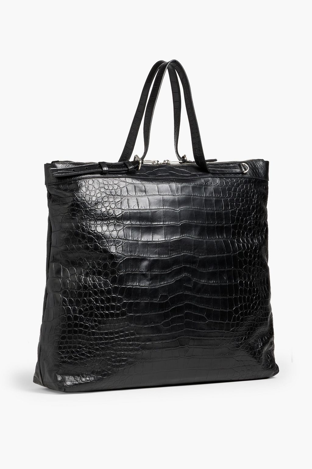 SAINT LAURENT ID Convertible croc-effect leather messenger bag
