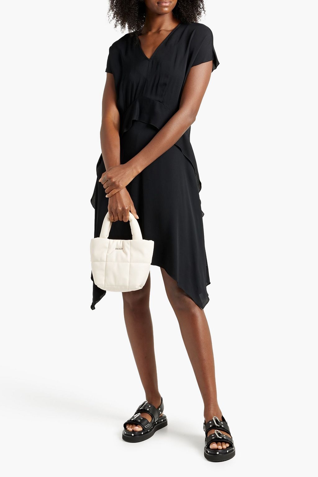 BY MALENE BIRGER Balizia 비대칭 드레이프 디테일 크레이프 드 신 드레스