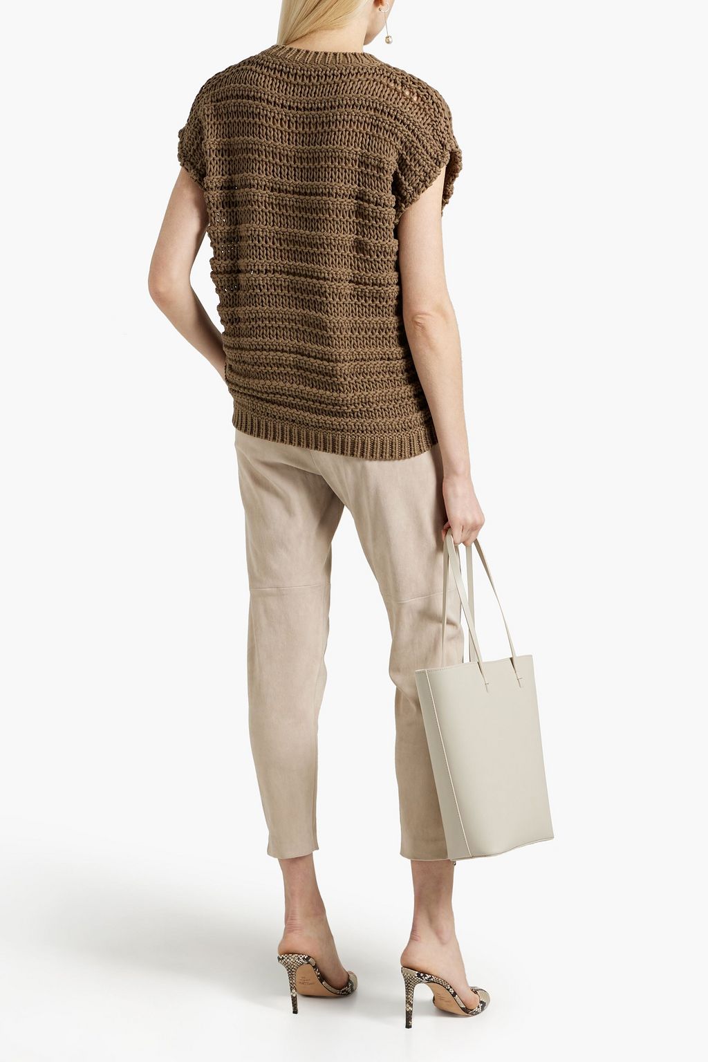 BRUNELLO CUCINELLI Open-knit cotton-blend sweater | THE OUTNET