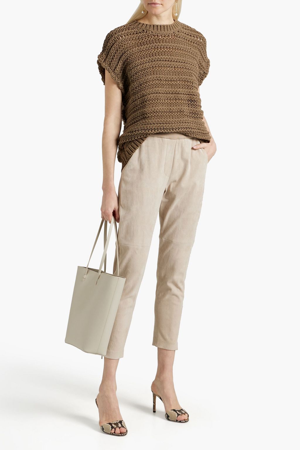 BRUNELLO CUCINELLI 오픈 니트 코튼 혼방 스웨터