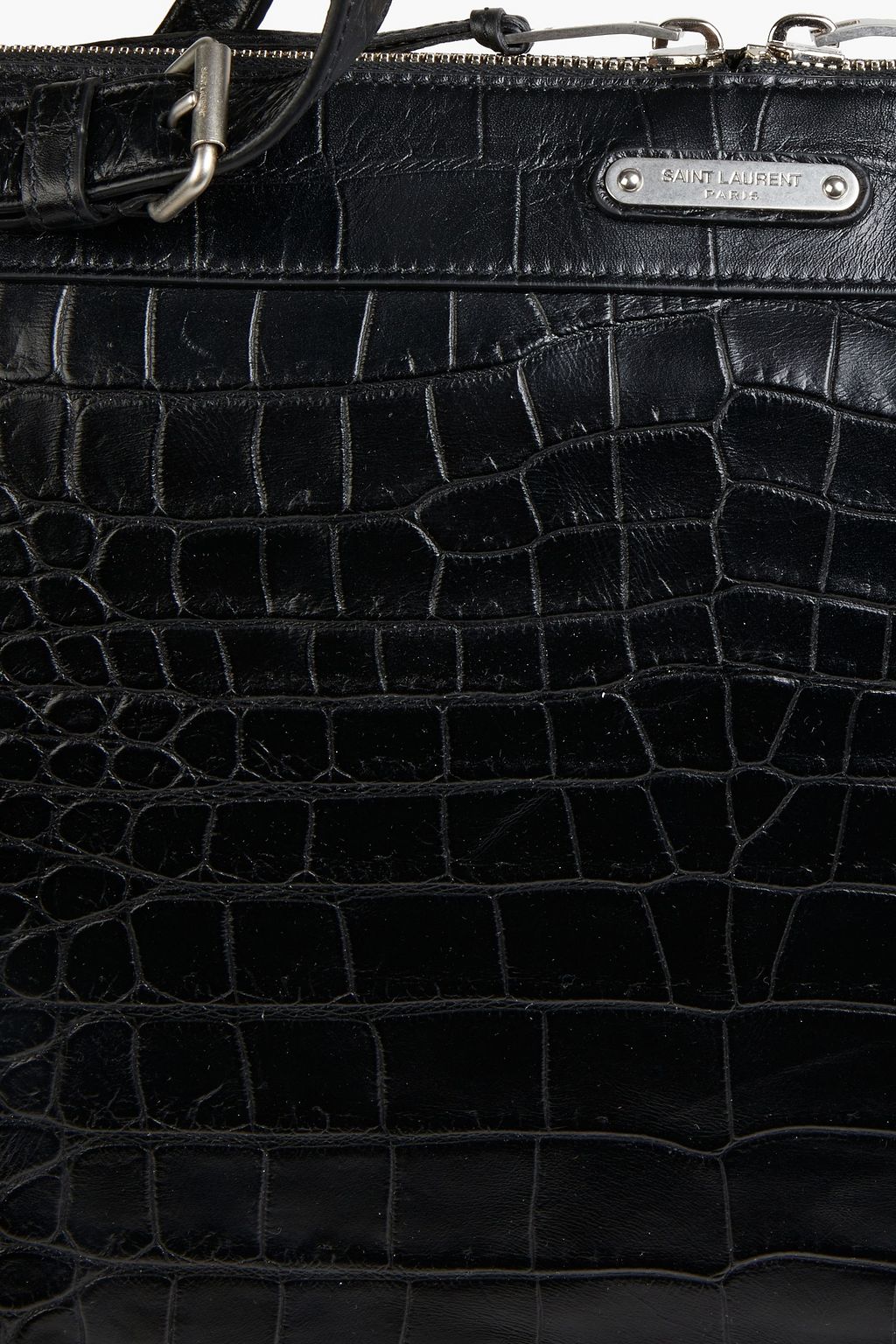 SAINT LAURENT ID convertible croc-effect leather tote