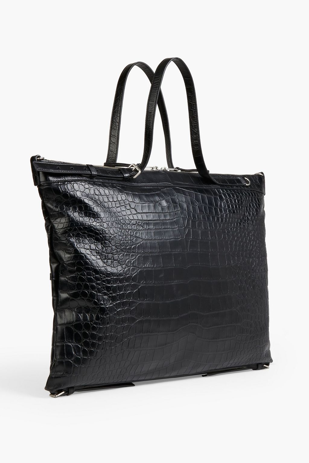 SAINT LAURENT ID convertible croc-effect leather tote