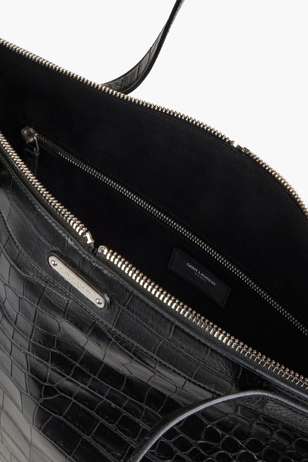 SAINT LAURENT ID convertible croc-effect leather tote