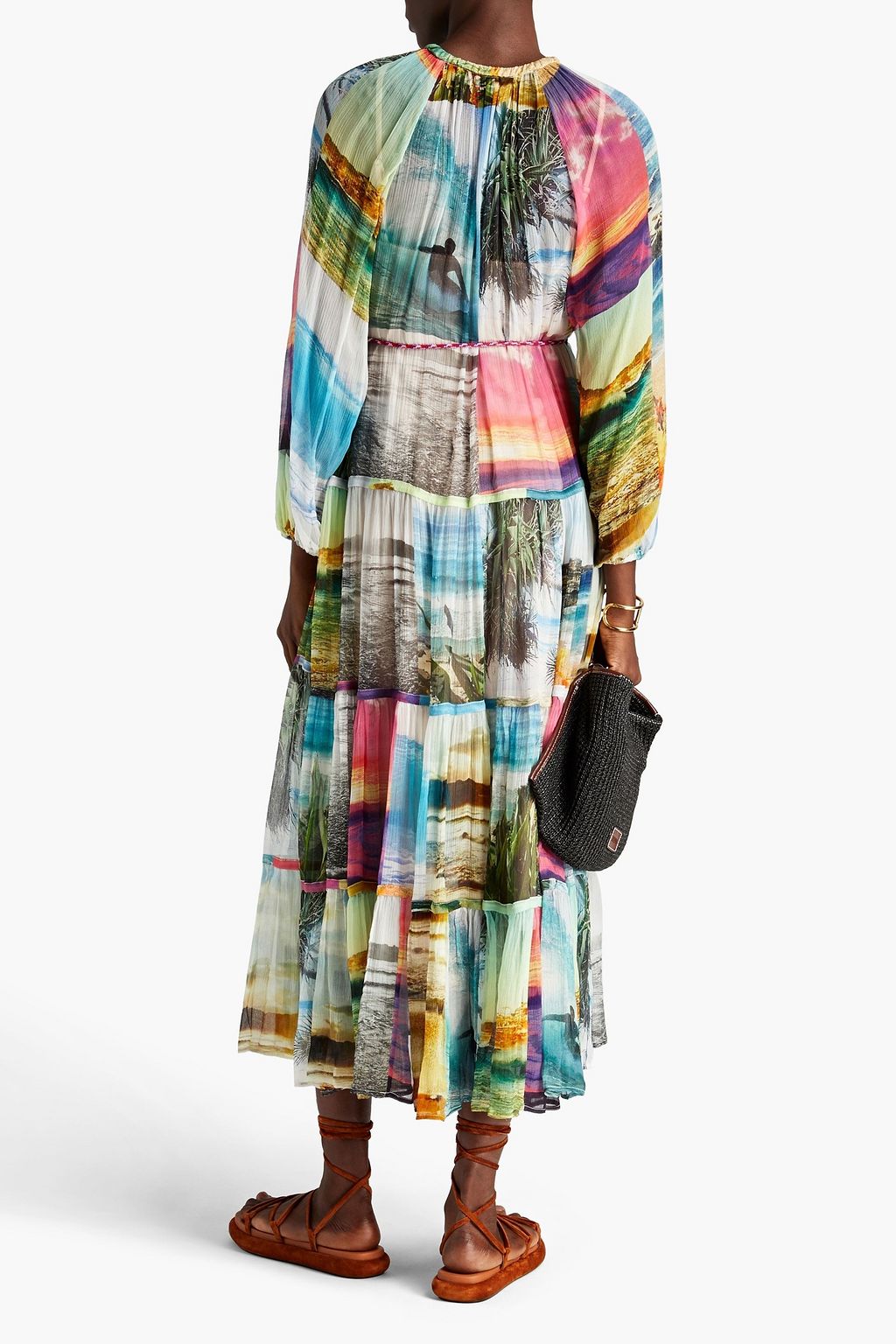 ZIMMERMANN Tiered printed silk-crepon midi dress