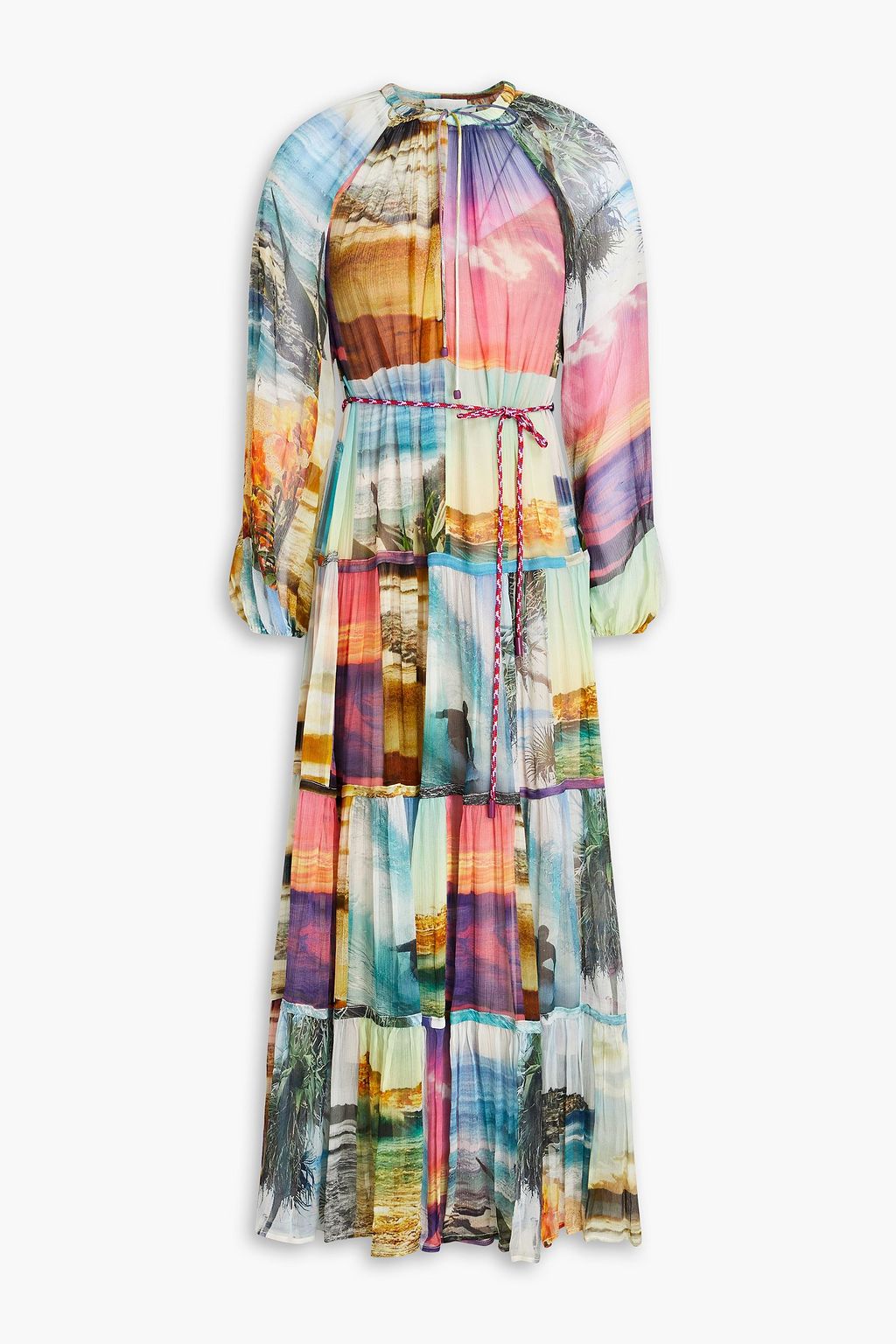 ZIMMERMANN Tiered printed silk-crepon midi dress | THE OUTNET