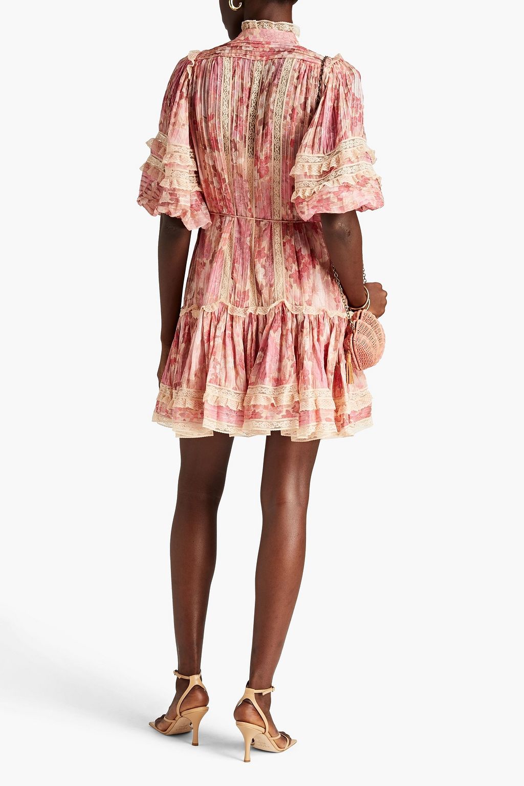 ZIMMERMANN Concert pintucked floral-print crepe de chine mini dress