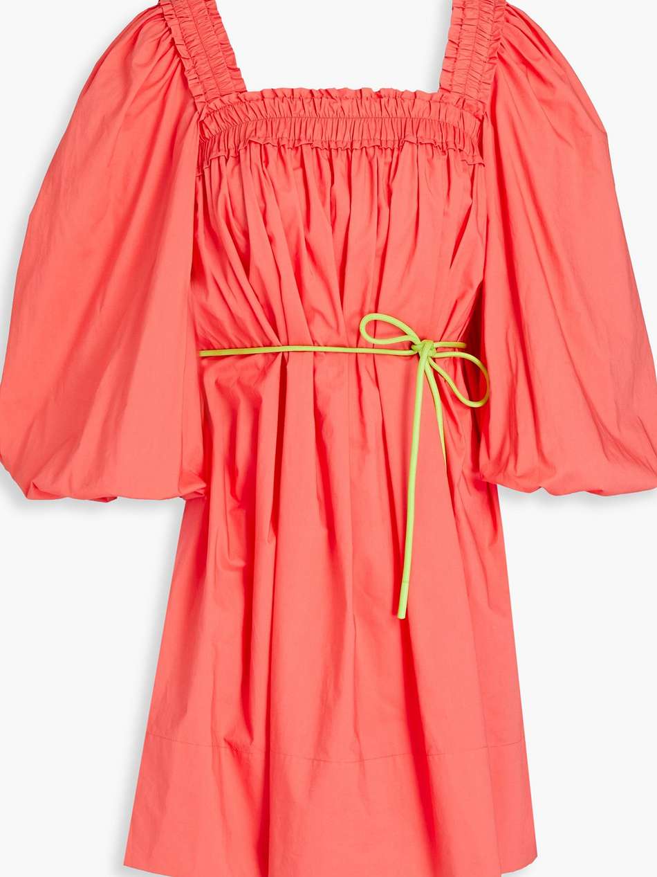 belted cotton-poplin mini dress
