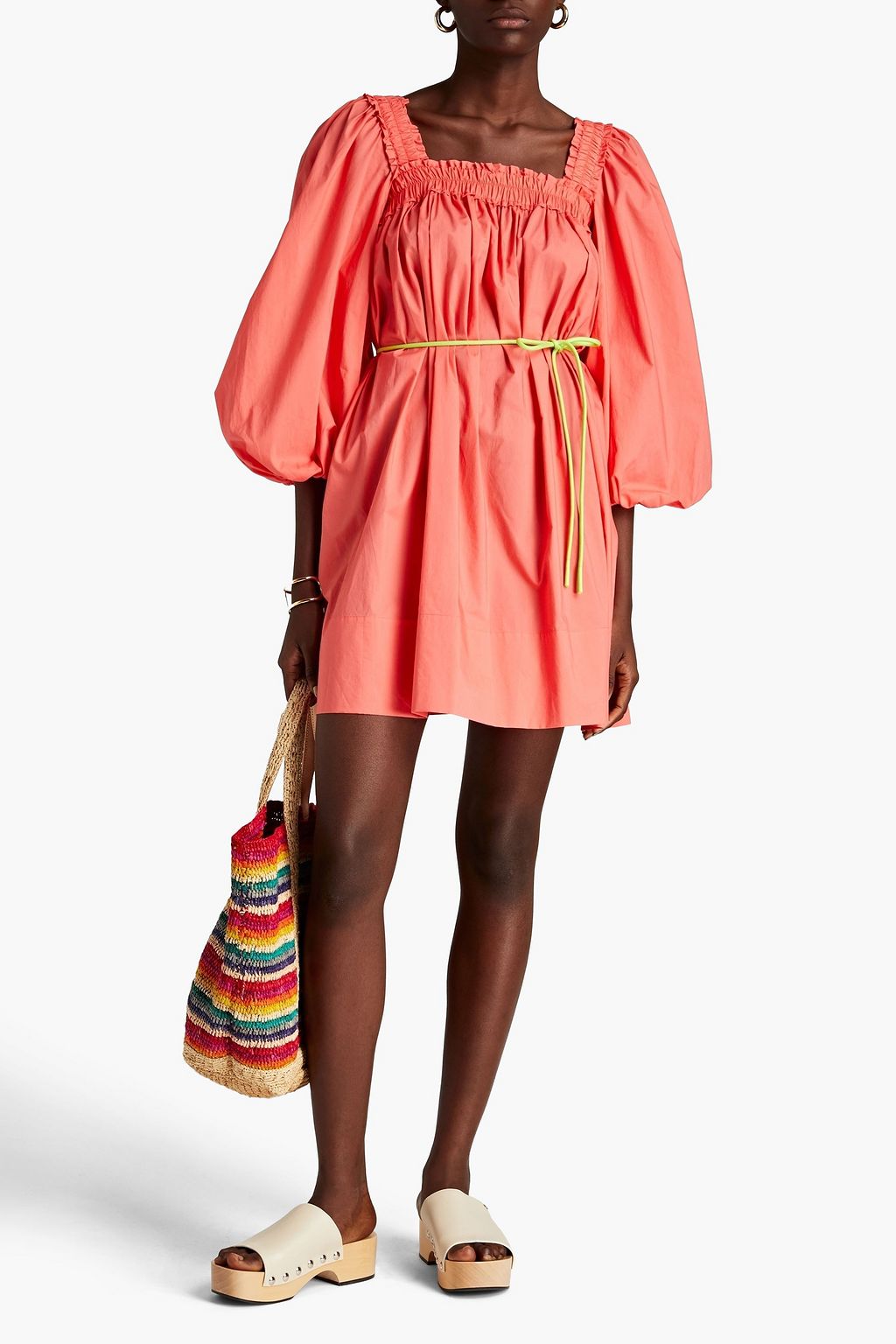 ZIMMERMANN Belted cotton-poplin mini dress