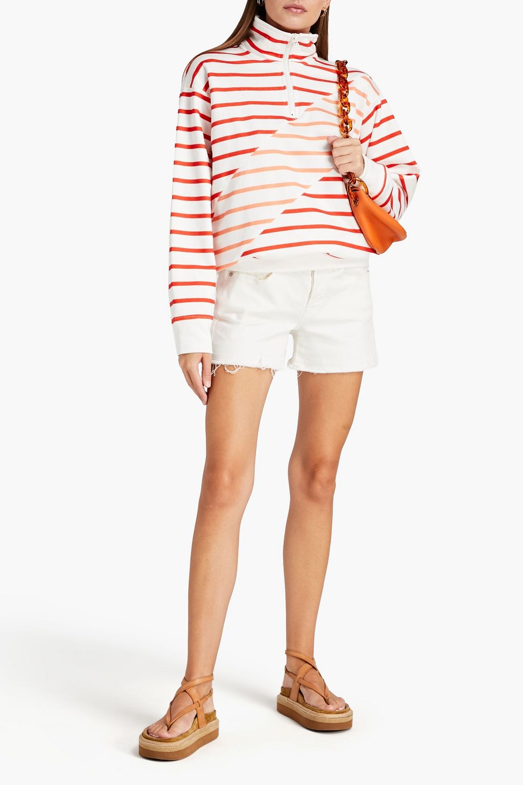 SOLID & STRIPED سويتشيرت من قماش تيري الفرنسي المصنوع من مزيج القطن بتصميم من عدة ألوان