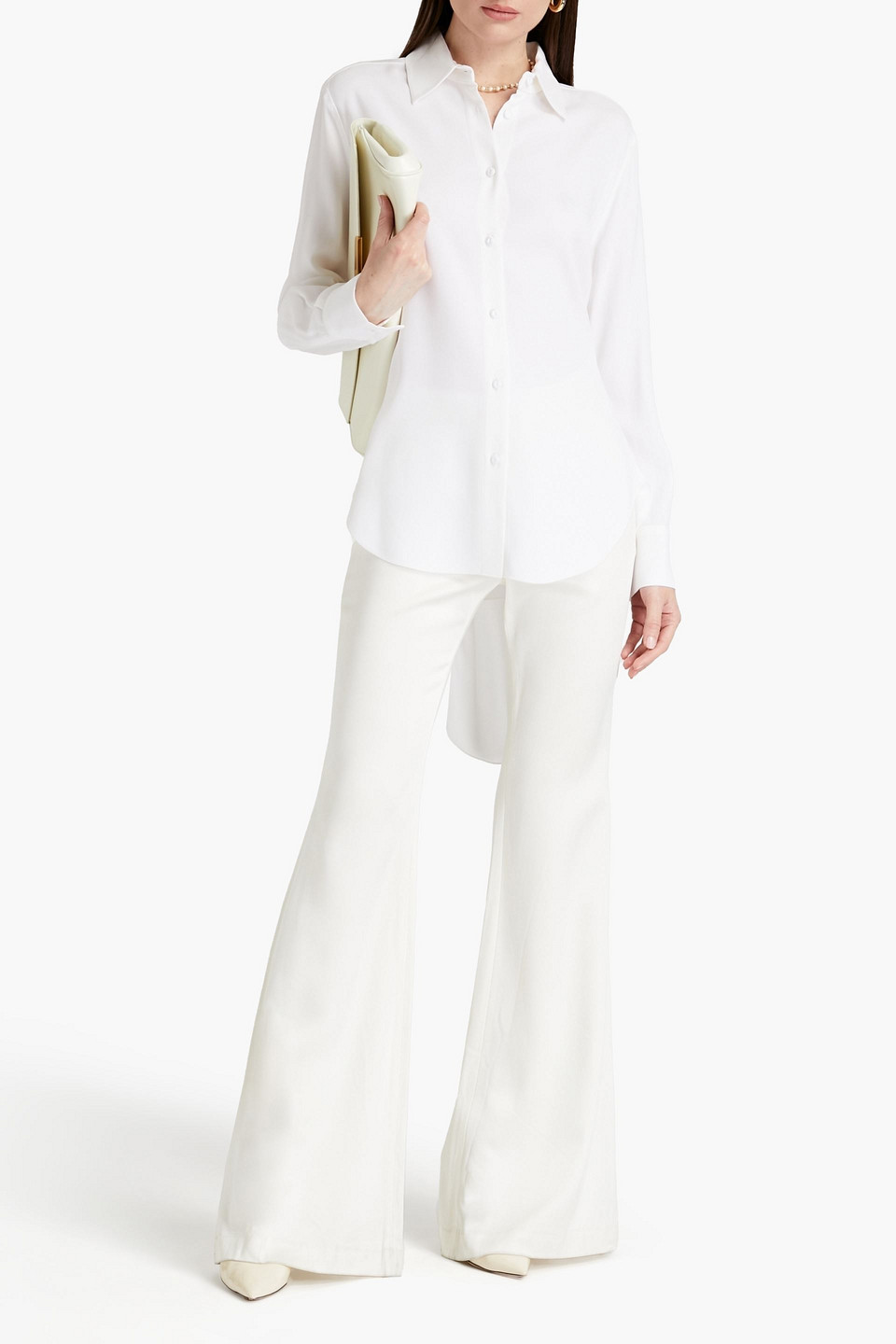 Piazza Sempione Knotted Crepe Shirt In White