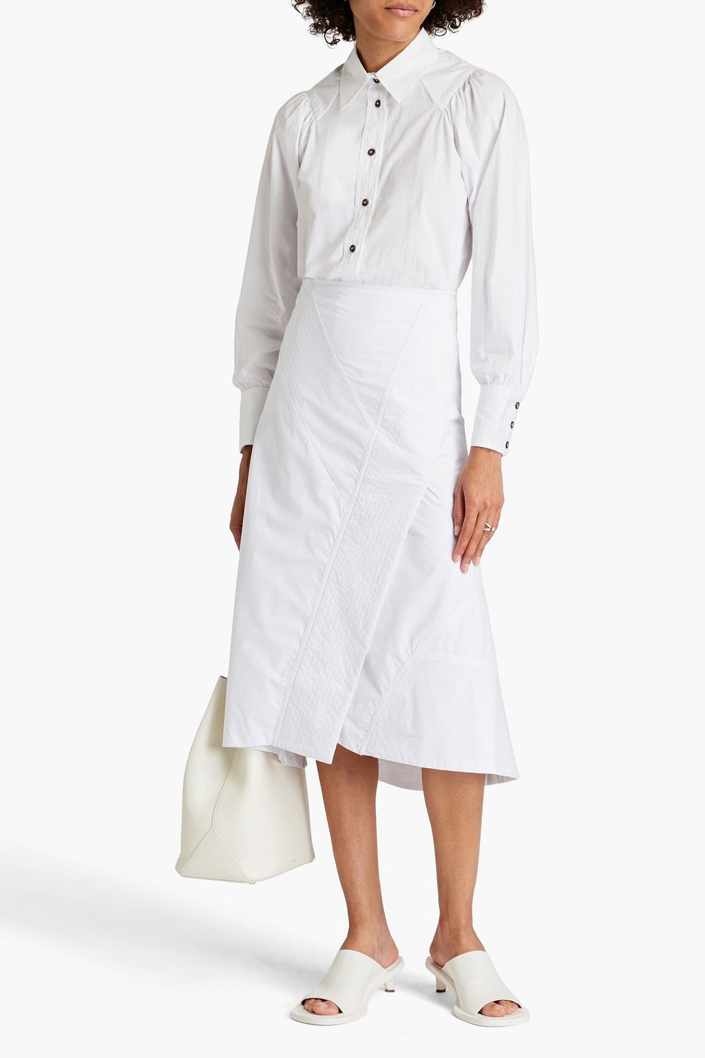 BY MALENE BIRGER Elika wrap-effect cotton-poplin midi skirt