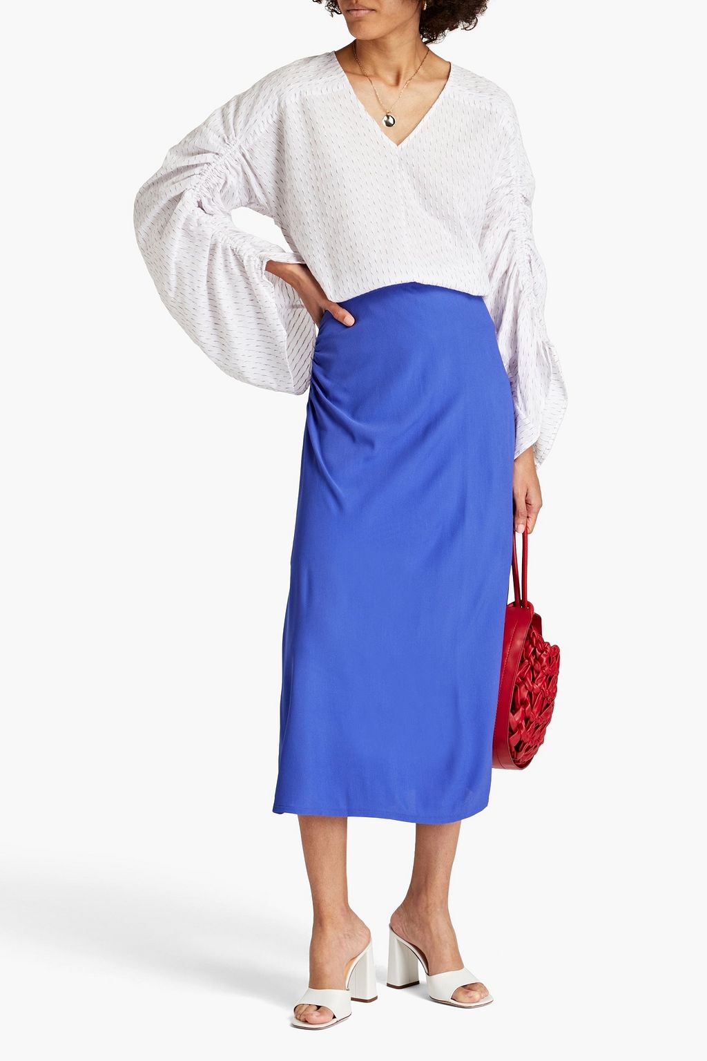 BY MALENE BIRGER Gathered twill midi skirt