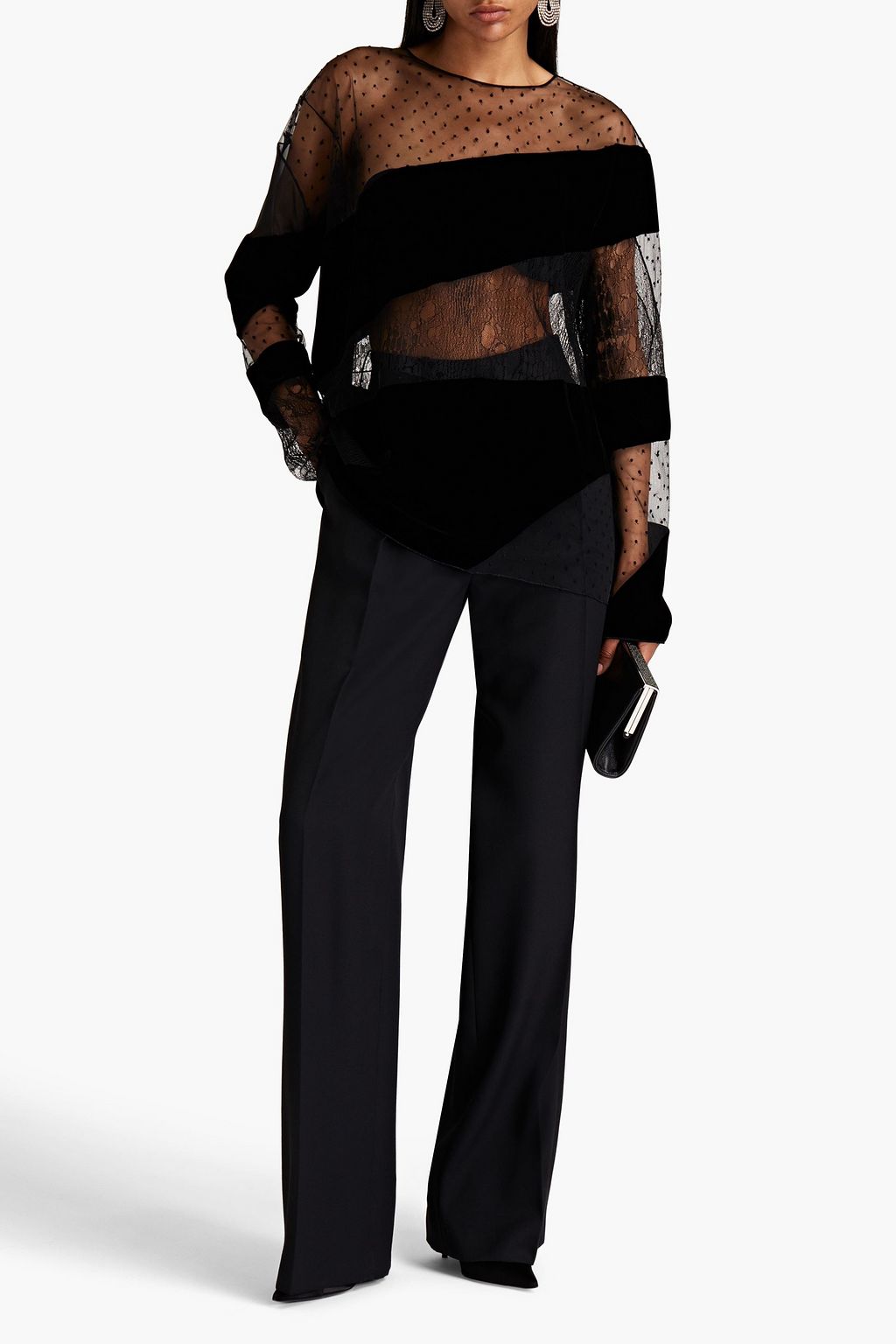 ALEXANDRE VAUTHIER Swiss-dot, velvet and lace top