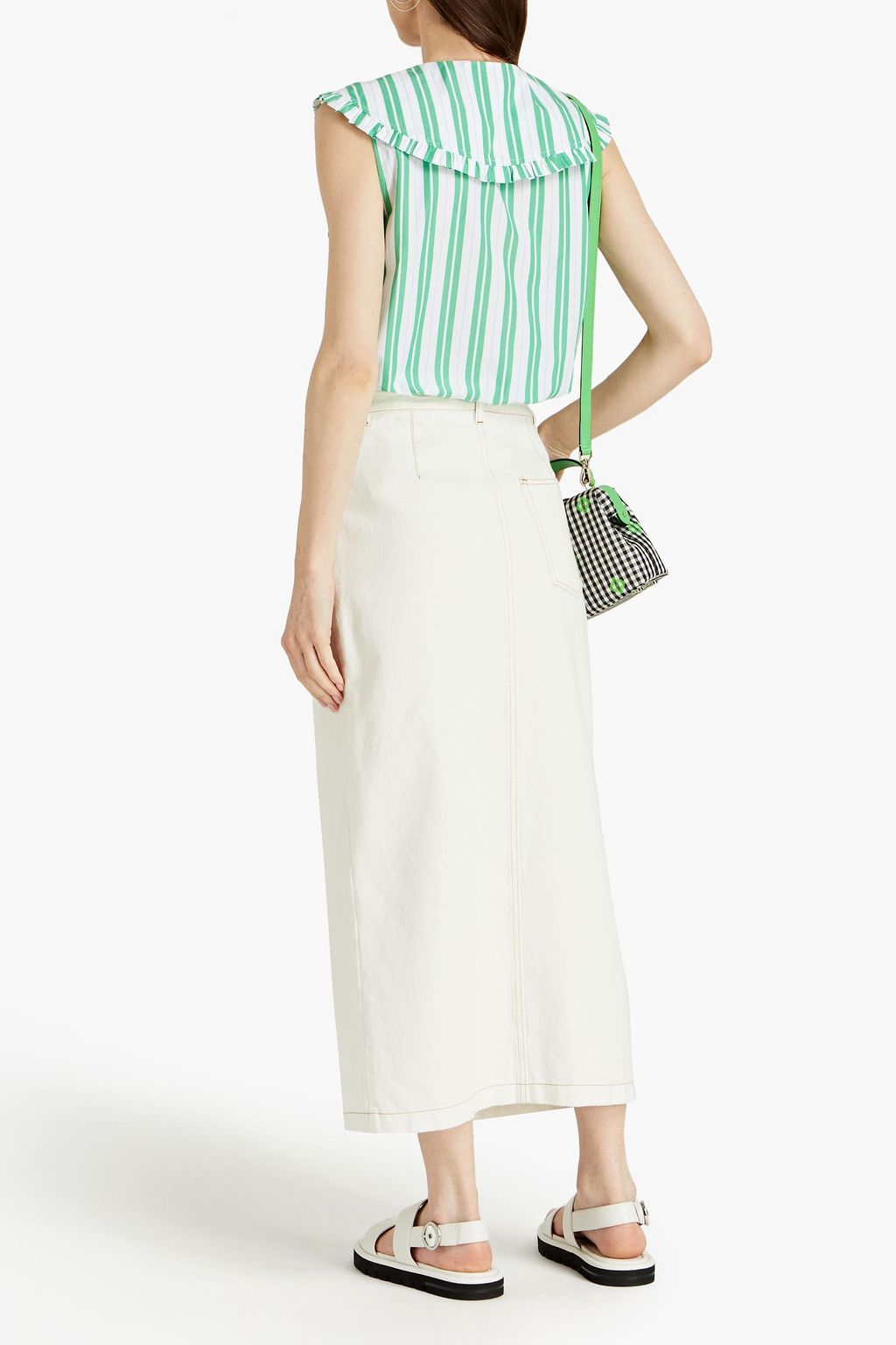GANNI Striped organic cotton-poplin shirt