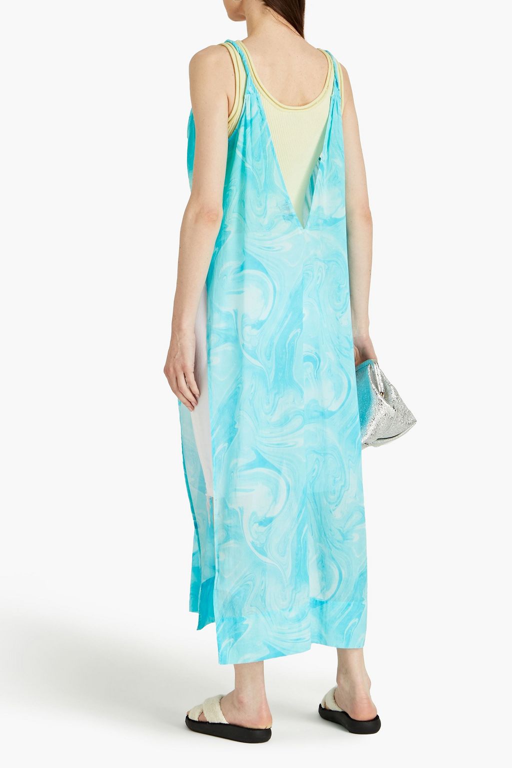GANNI Printed cotton-gauze midi dress
