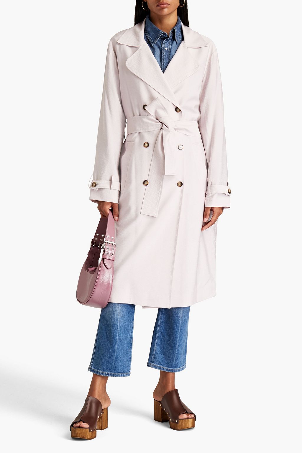 BA&SH Cricko belted crinkled twill trench coat