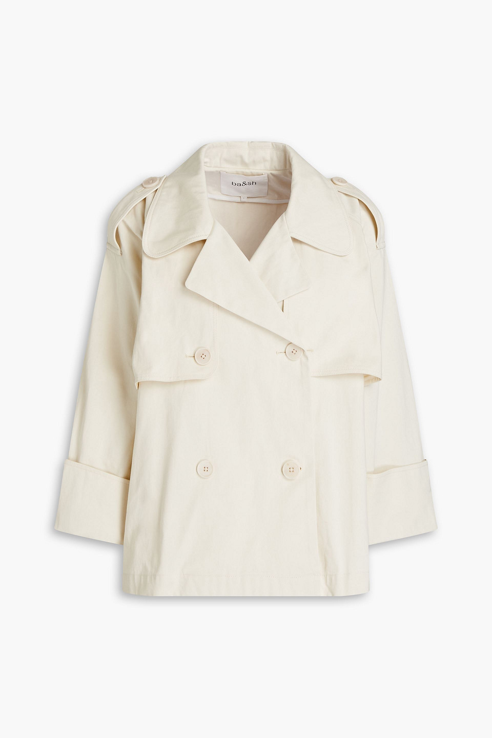 ba&sh - brone double-breasted cotton-gabardine jacket - white - 2