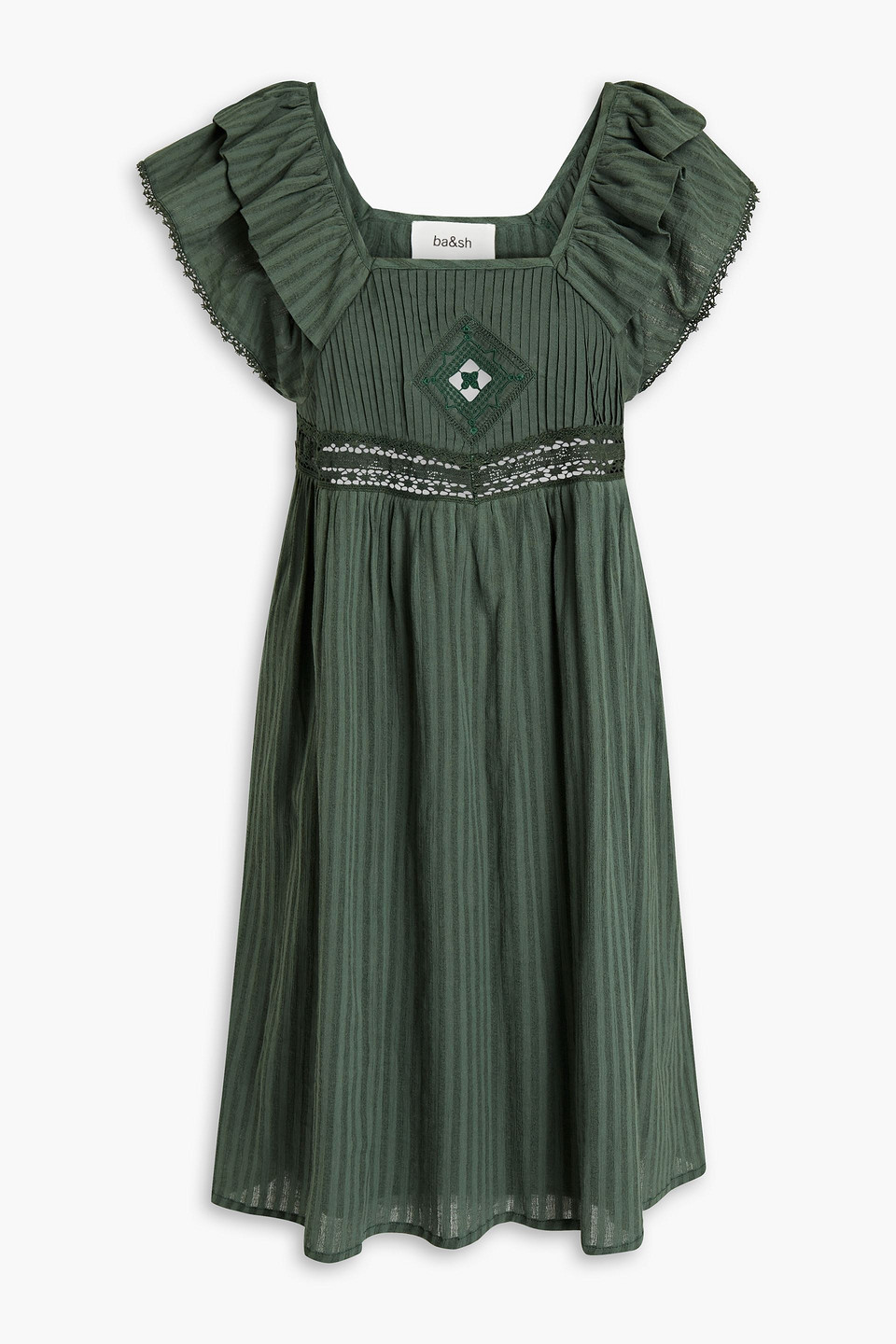 Ba&sh Pintucked cotton-jacquard mini dress