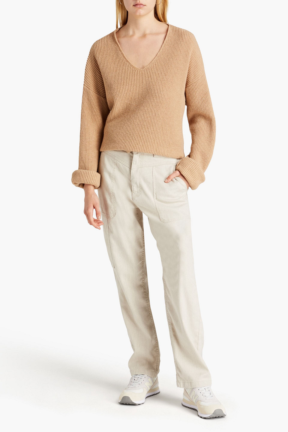 Ba&sh Curious Cotton-blend Twill Straight-leg Pants In Ecru