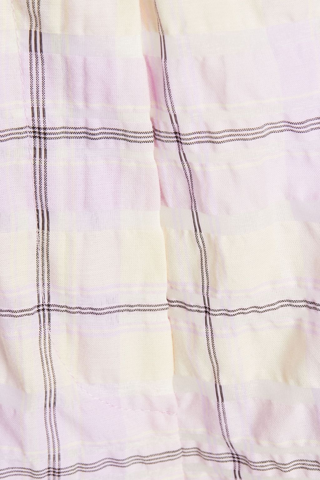 GANNI Checked organic cotton-blend seersucker shorts
