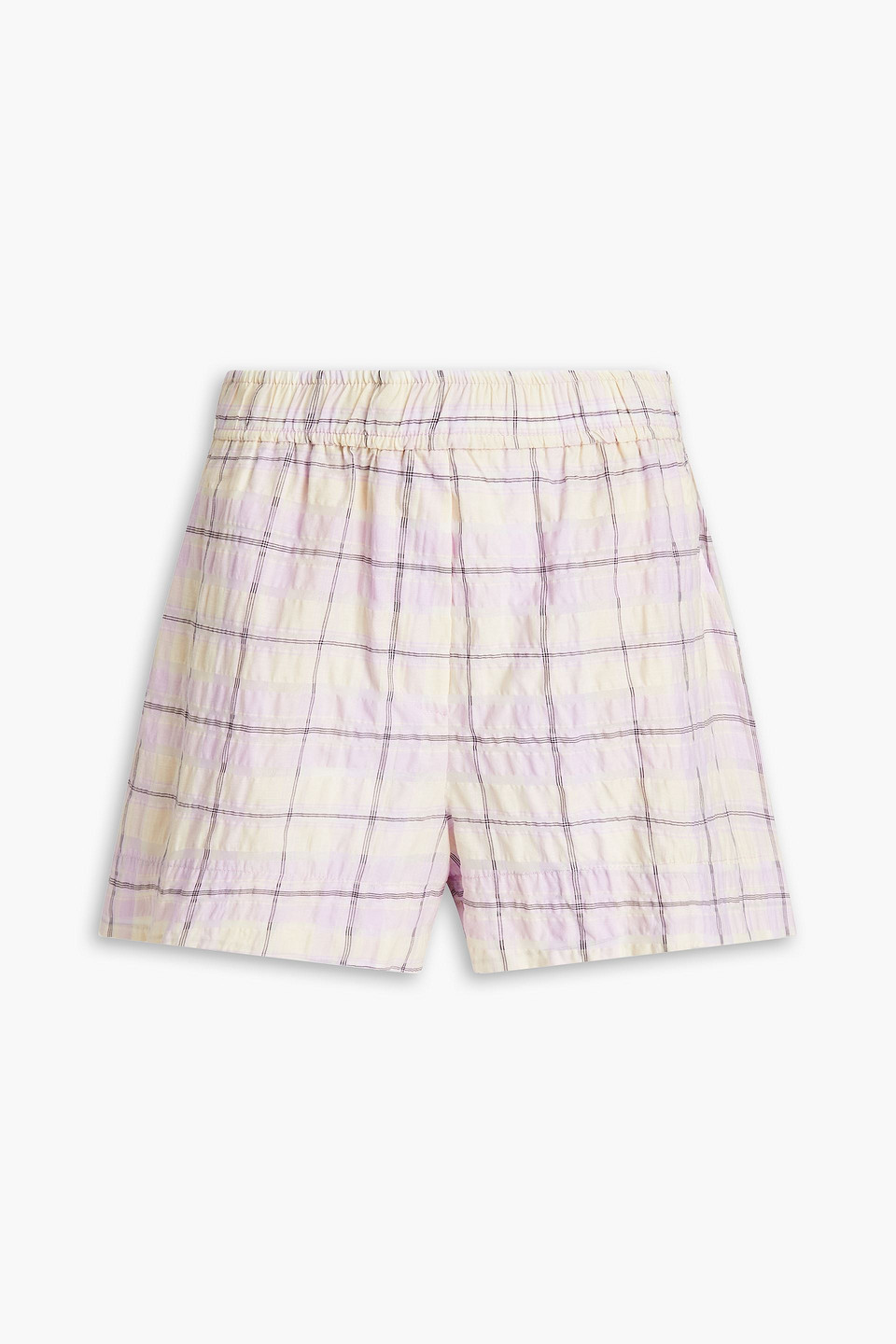 Checked organic cotton-blend seersucker shorts