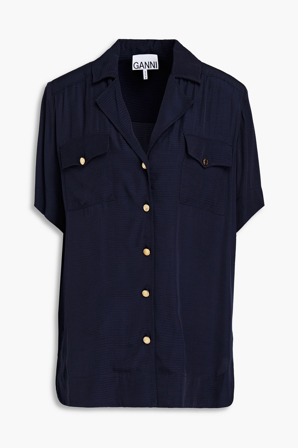 ganni - jacquard shirt - blue - eu 44