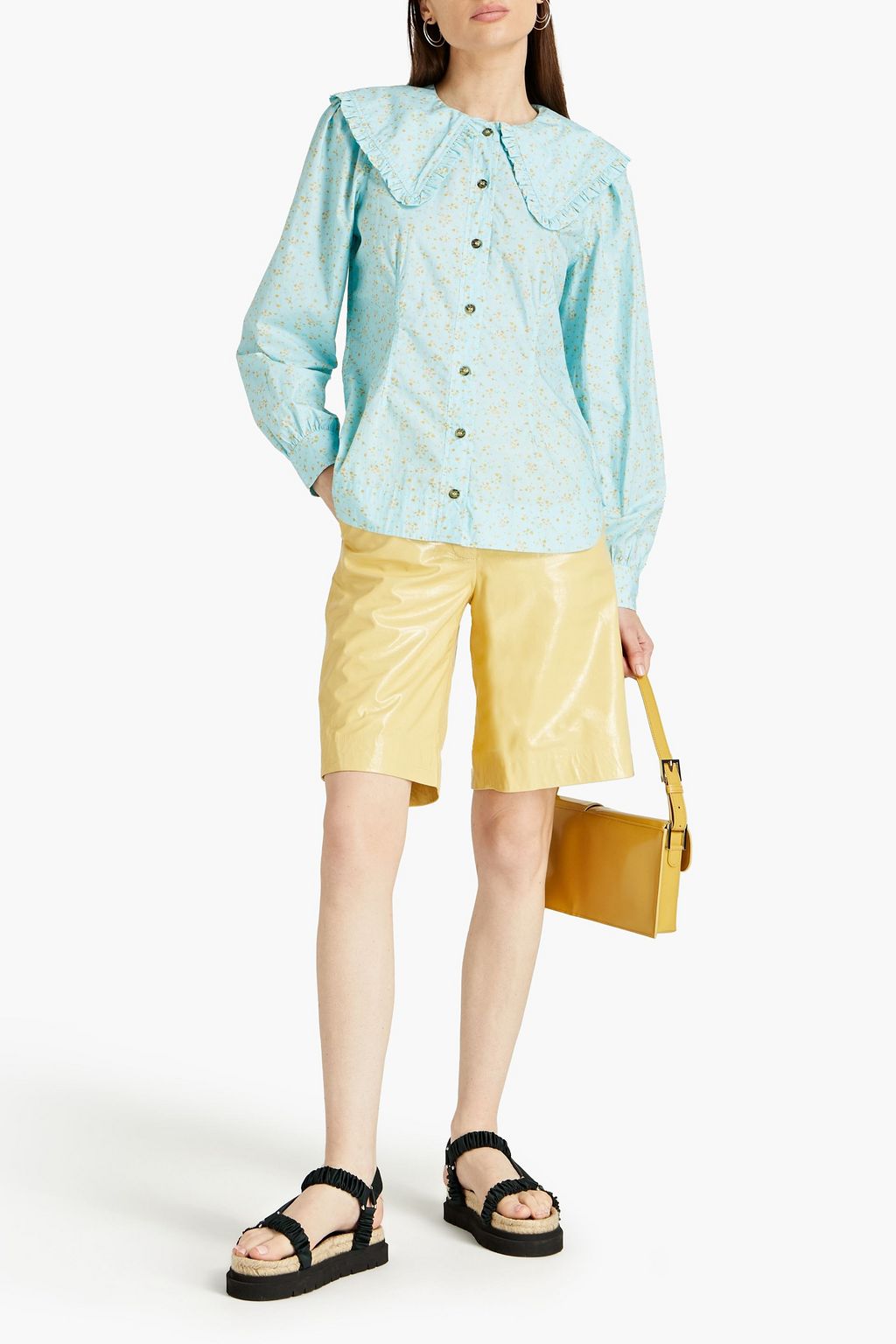 GANNI Floral-print organic cotton-poplin shirt