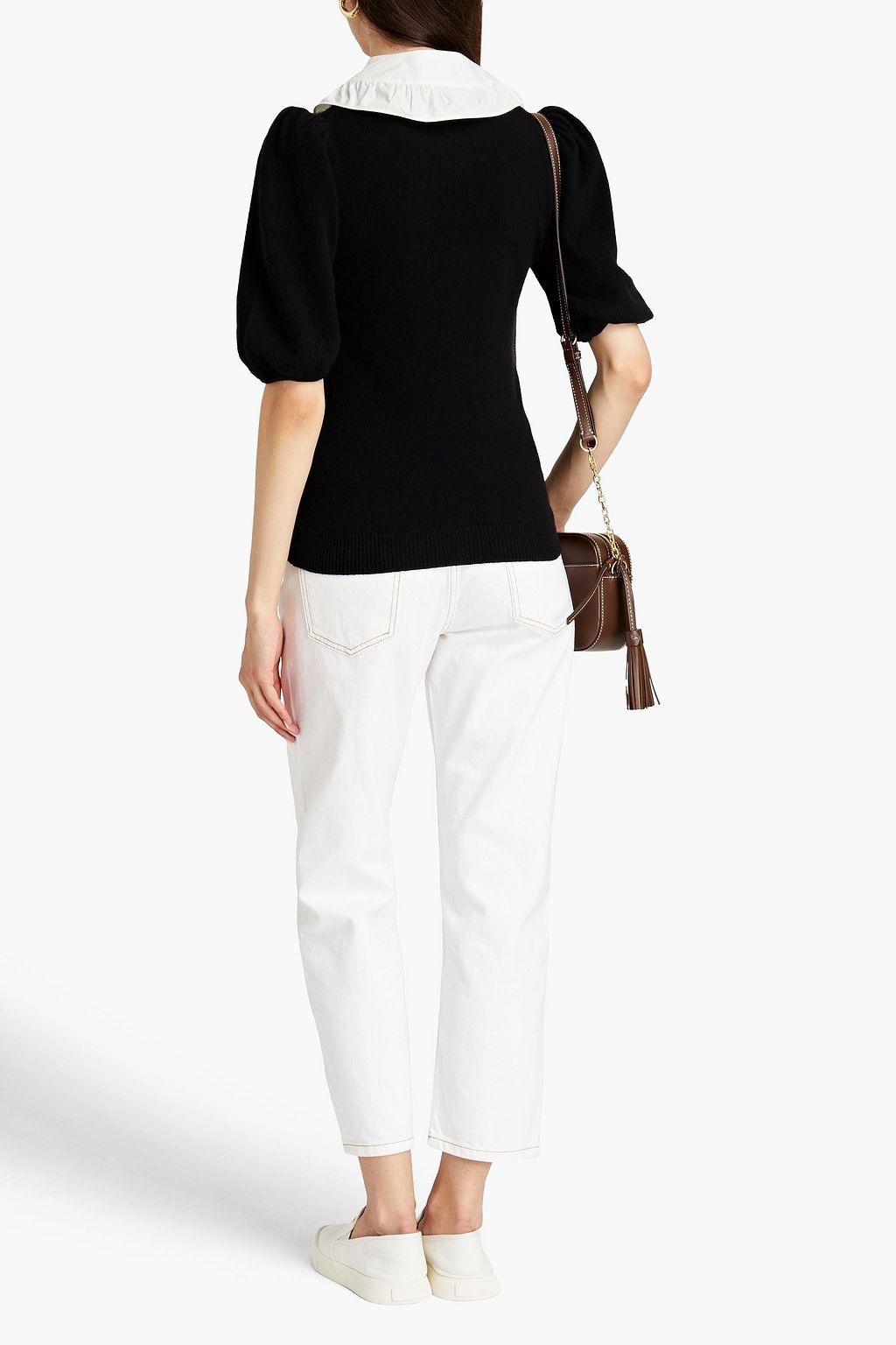 BA&SH Swim poplin-trimmed wool, cotton and cashmere-blend sweater