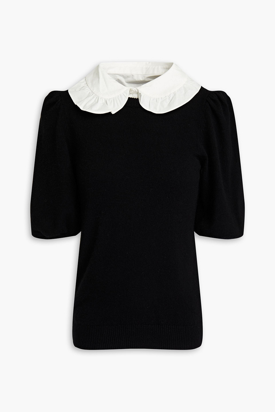 ba&sh - swim poplin-trimmed wool, cotton and cashmere-blend sweater - black - 0